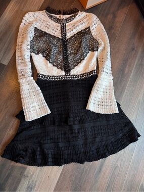 Gianni Bini Black and White Lace Mini Dress